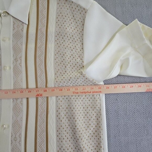 Michael Irvin 88 Casual Shirt Men's 2XL White Brown Textured Button Up Retro VTG - Picture 11 of 15